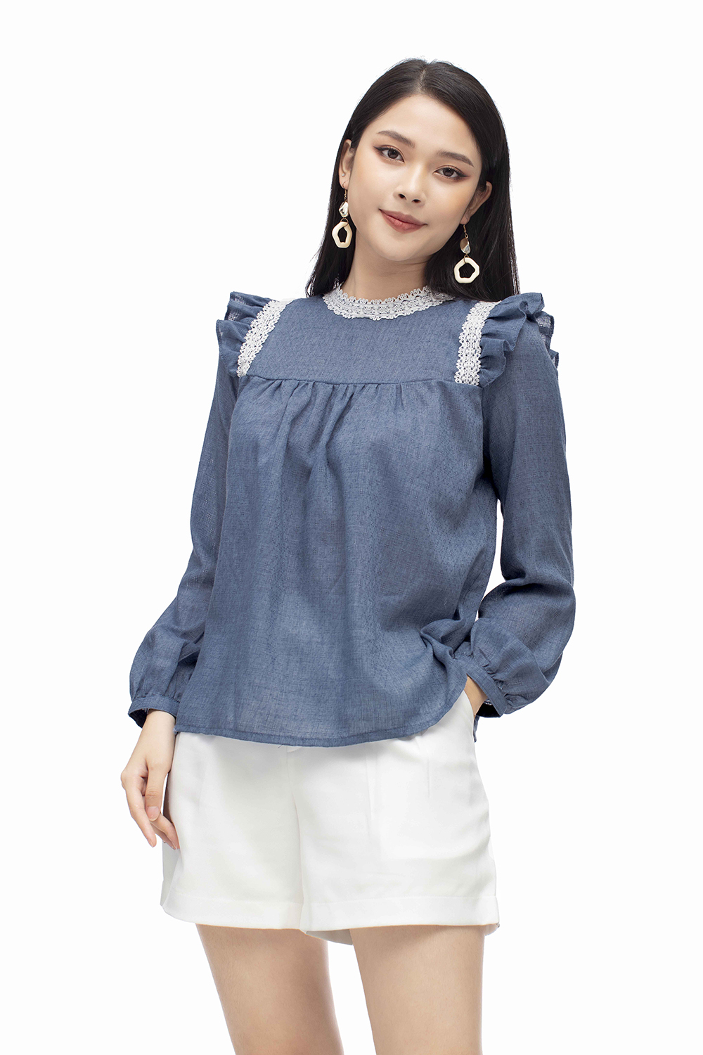 Áo kiểu form suông dài tay 