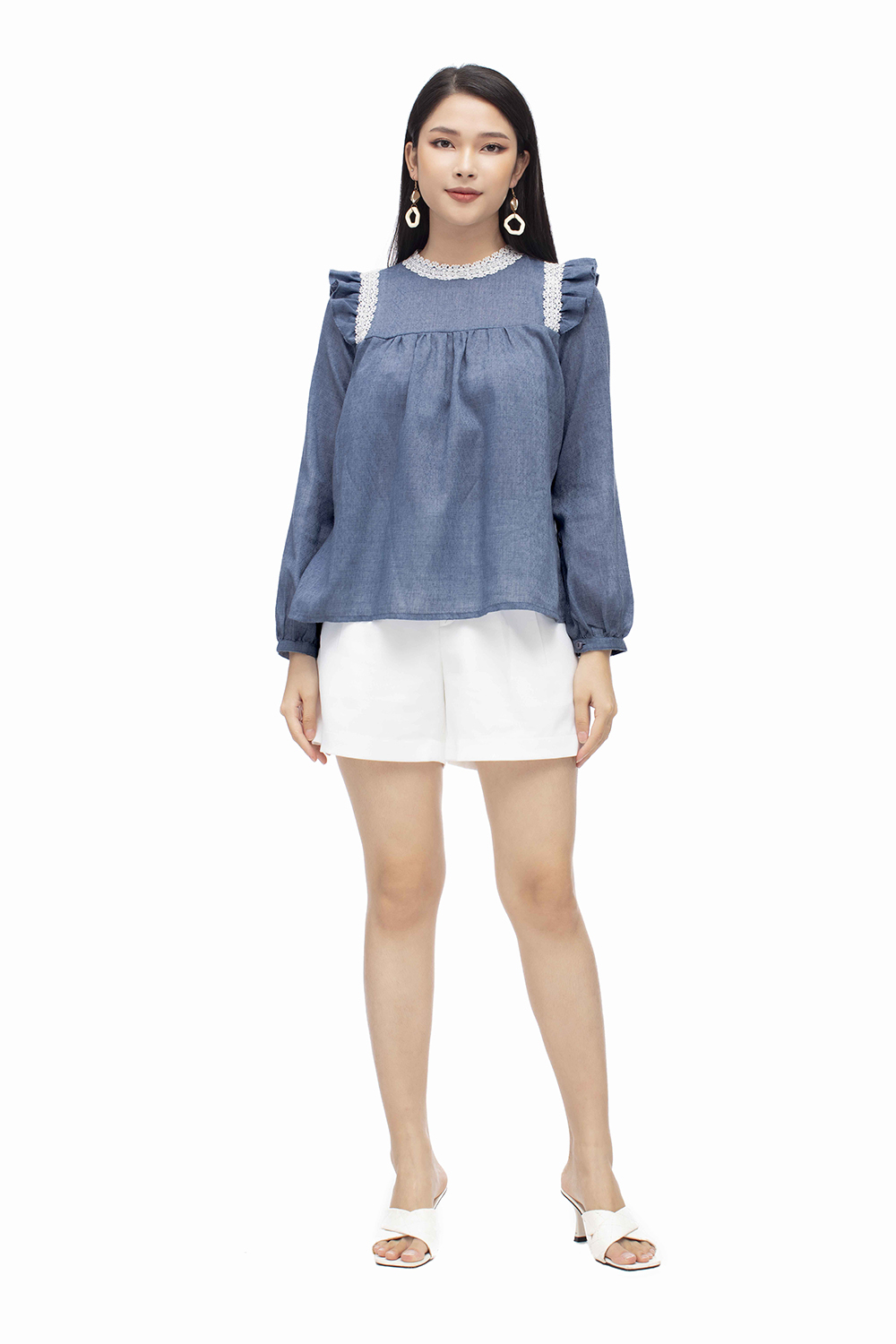 Áo kiểu form suông dài tay 