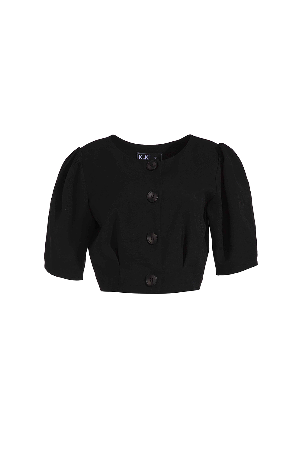 Áo croptop đen tay lỡ phối nút 