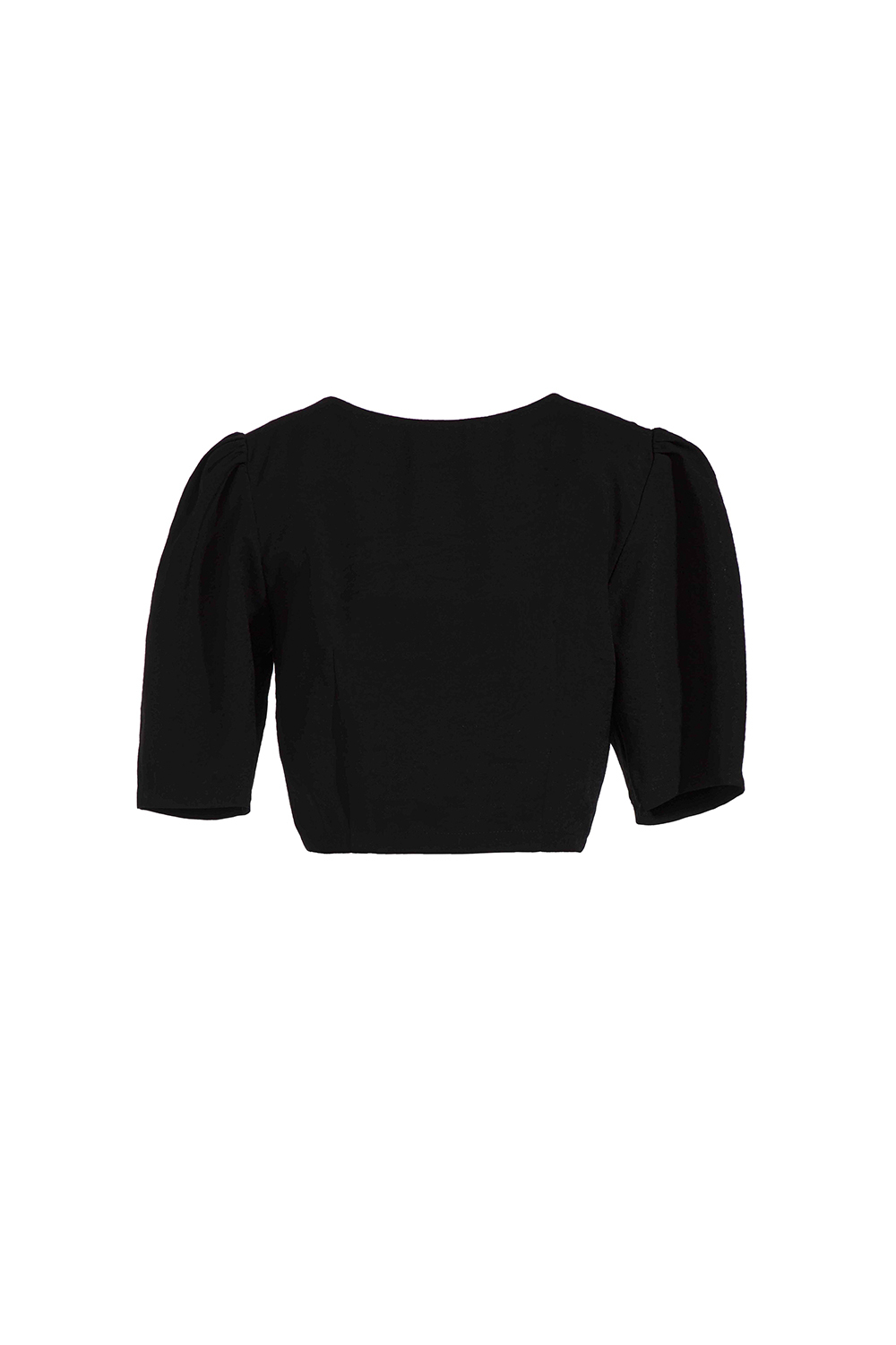 Áo croptop đen tay lỡ phối nút 