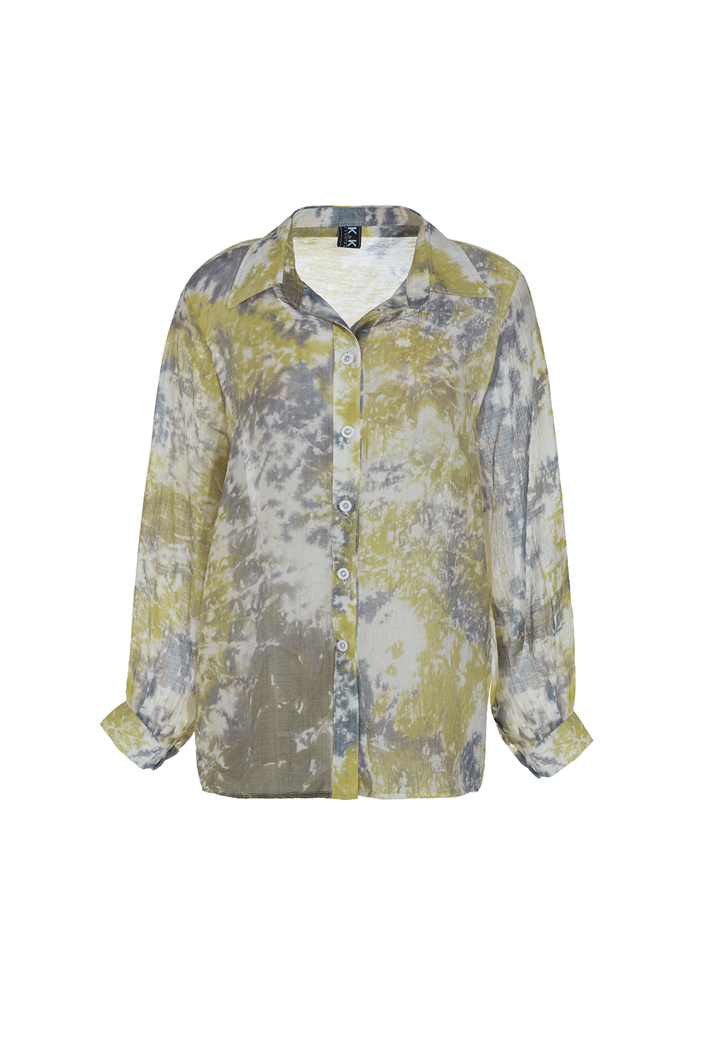 Áo sơ mi voan loang màu dài tay 