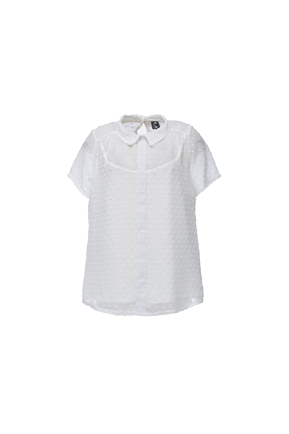 Áo sơ mi nữ màu trắng cổ sen 