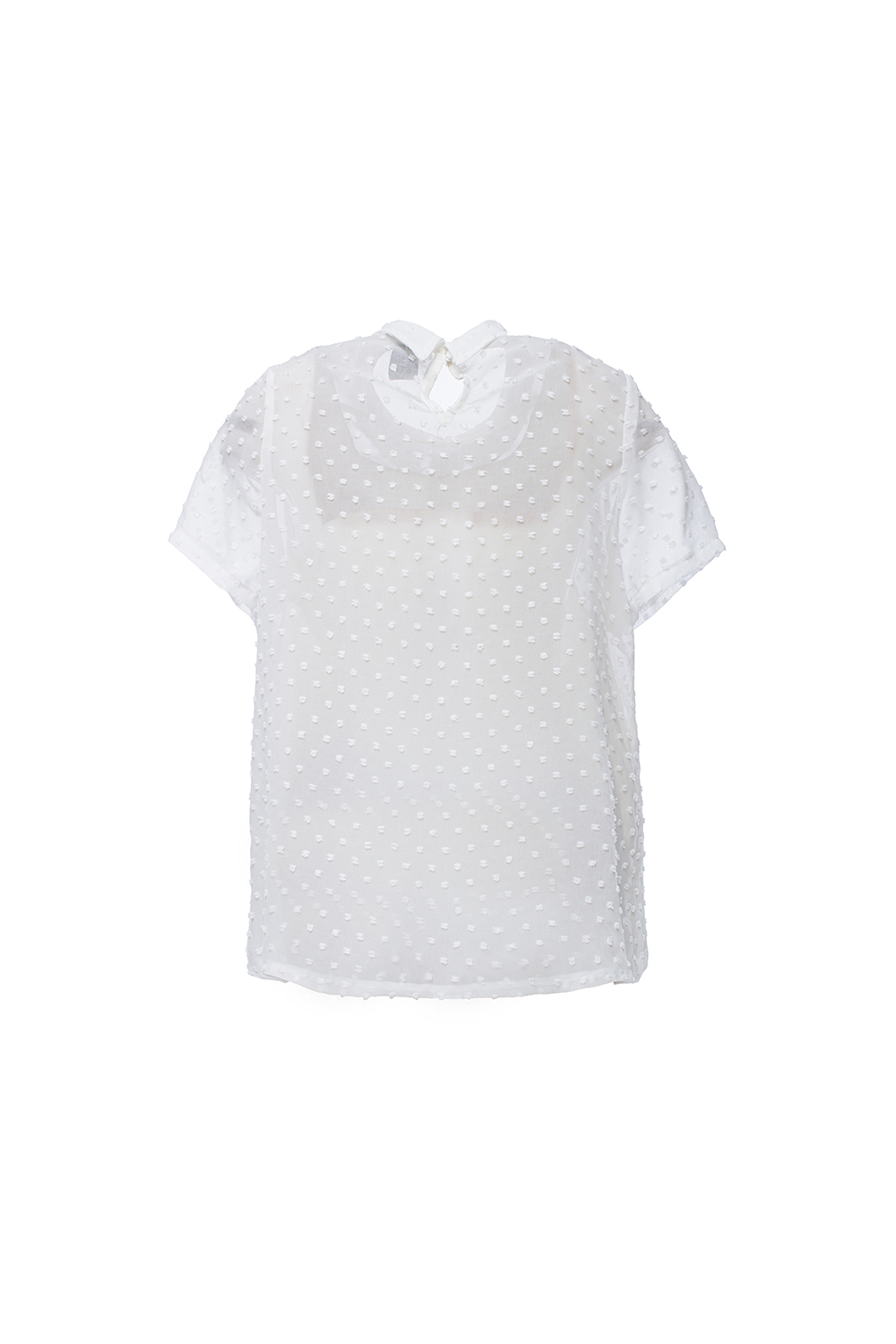 Áo sơ mi nữ màu trắng cổ sen 