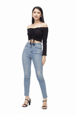 Quần jeans nữ lưng cao dáng skinny