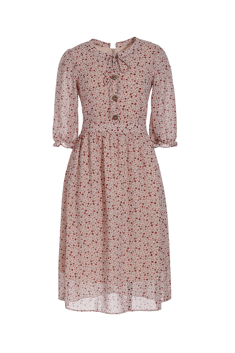 Đầm xòe hoa nhí tay lỡ 