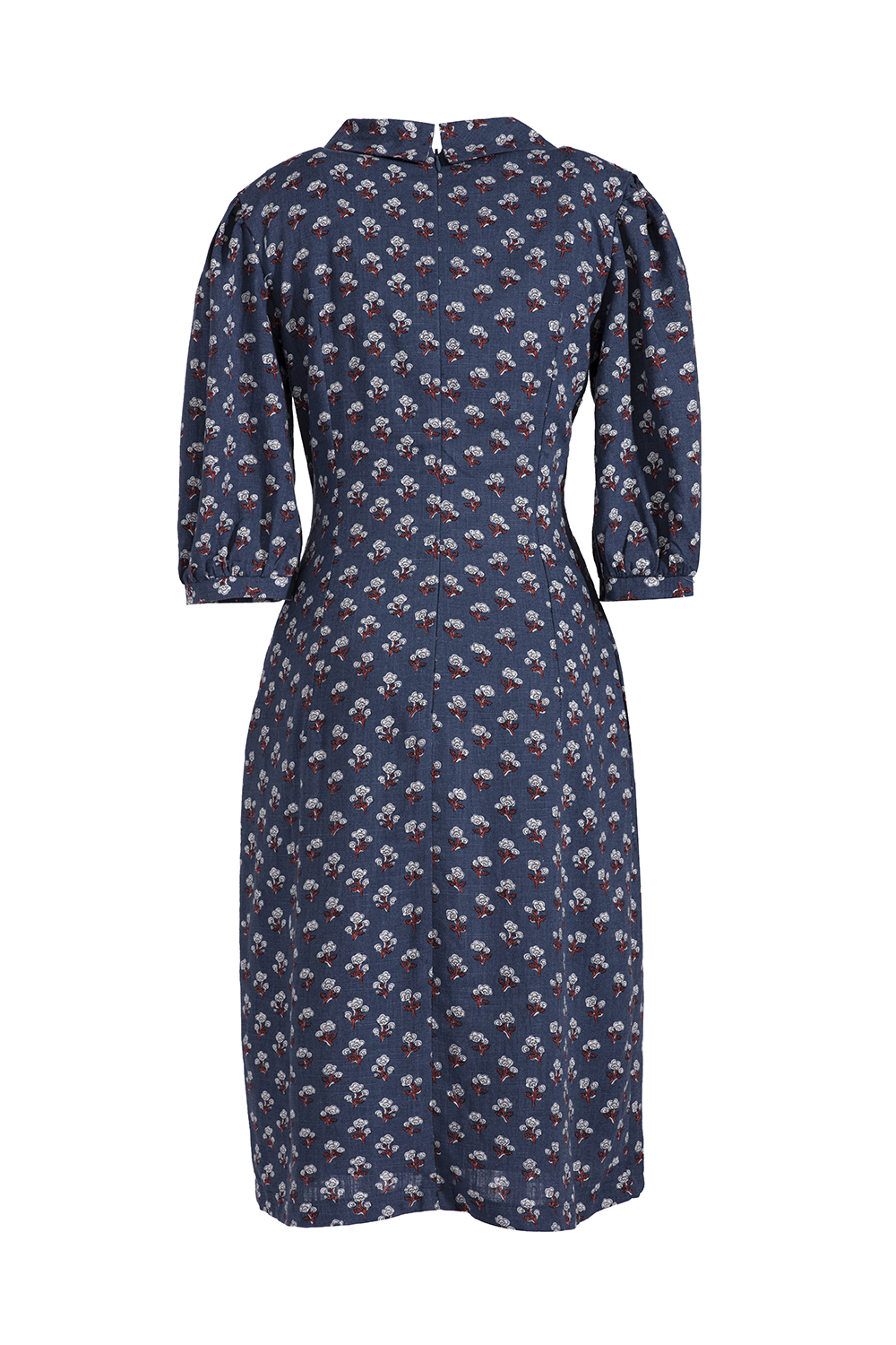 Đầm công sở họa tiết tay lỡ cổ đan tông 