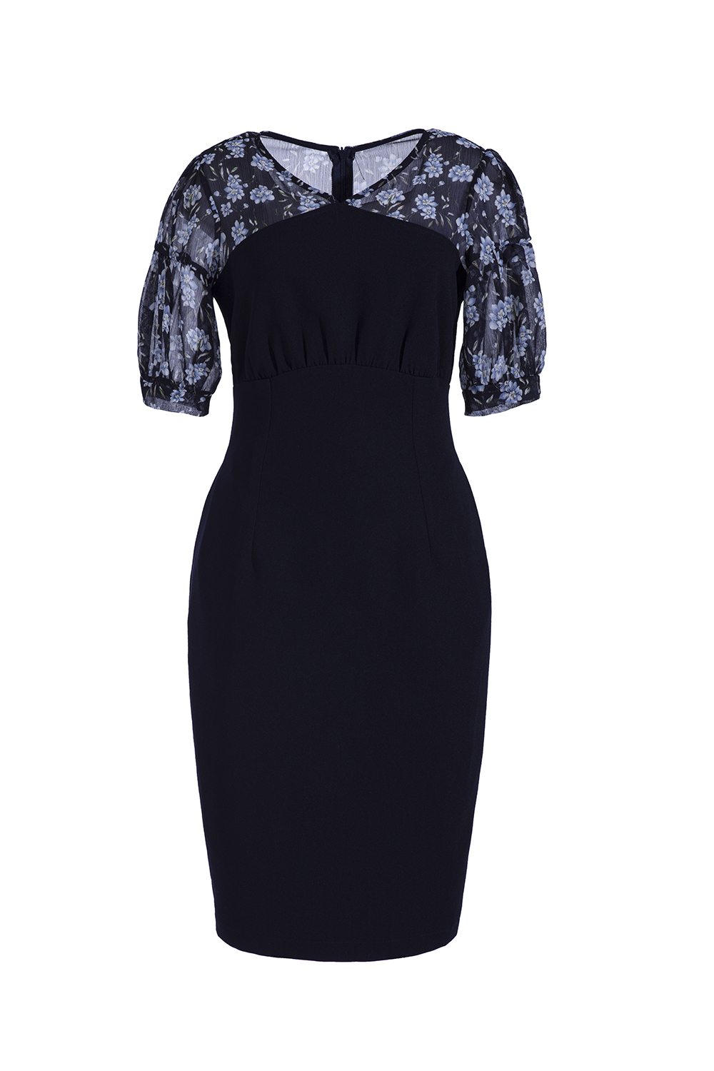 Đầm công sở dáng ôm tay lỡ cổ V 