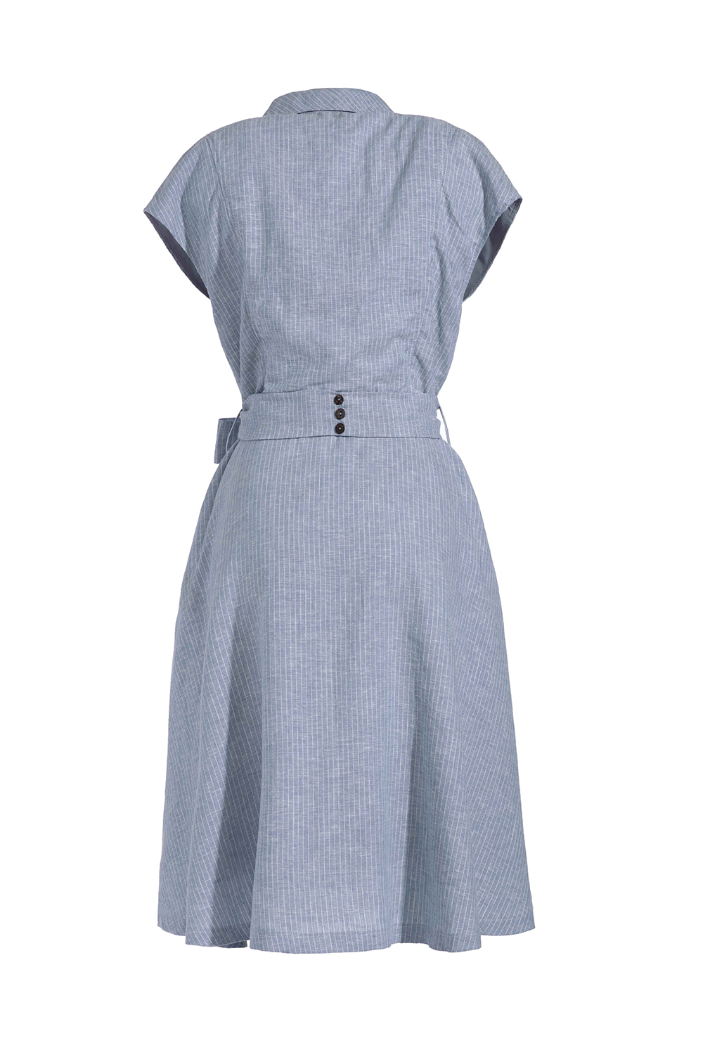 Đầm sơ mi họa tiết kẻ phối nơ 