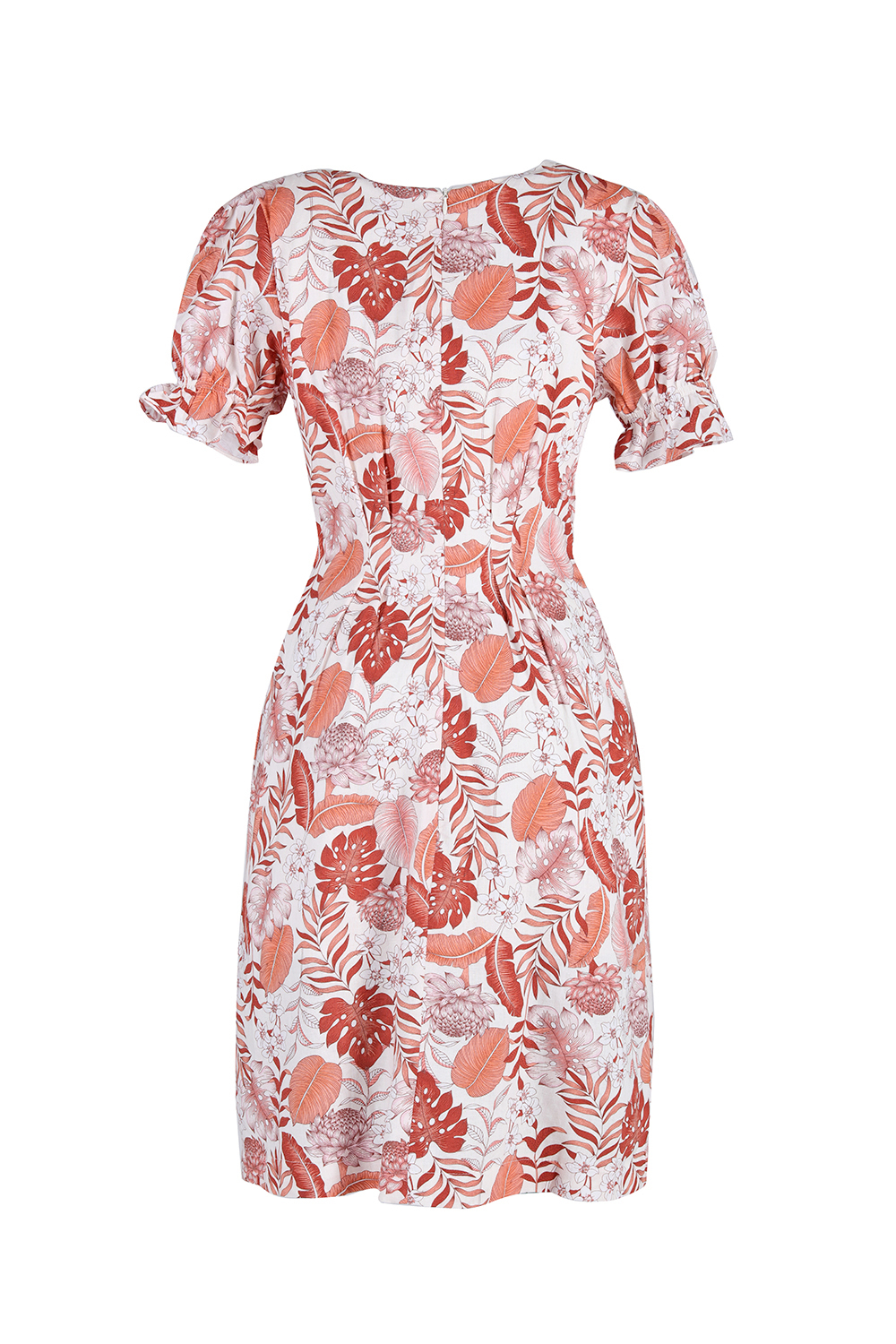 Đầm họa tiết dáng chữ A phối hàng nút 