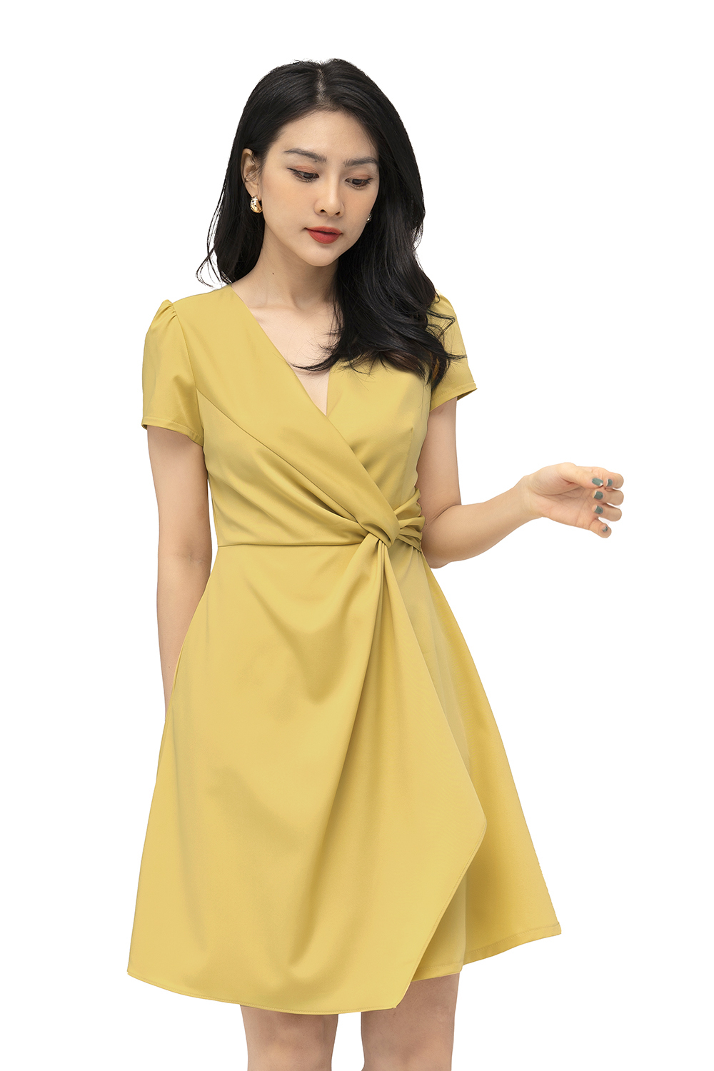 Đầm công sở wrap dress nhấn eo 