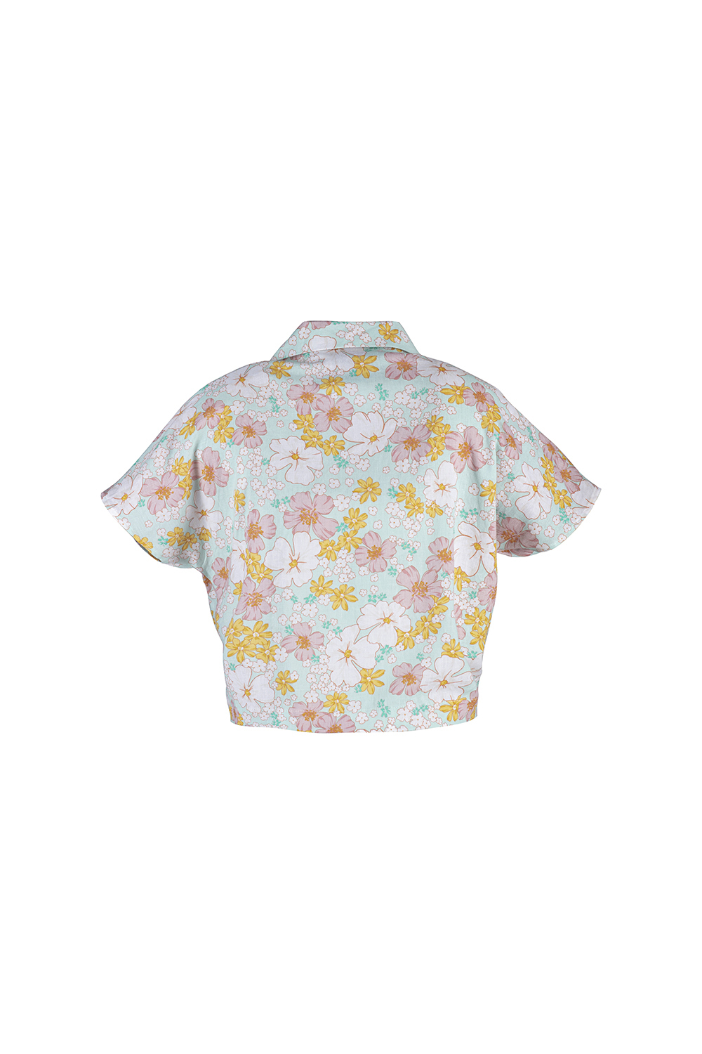 Áo sơ mi họa tiết hè cột eo 