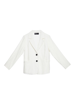 Áo blazer linen trắng tay dài phối túi 