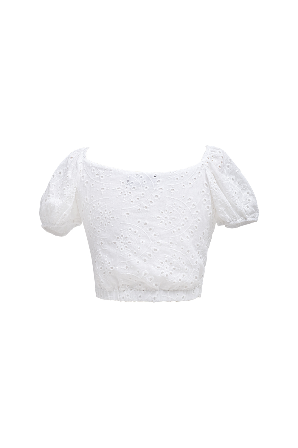 Áo croptop trắng thắt nơ tay phồng