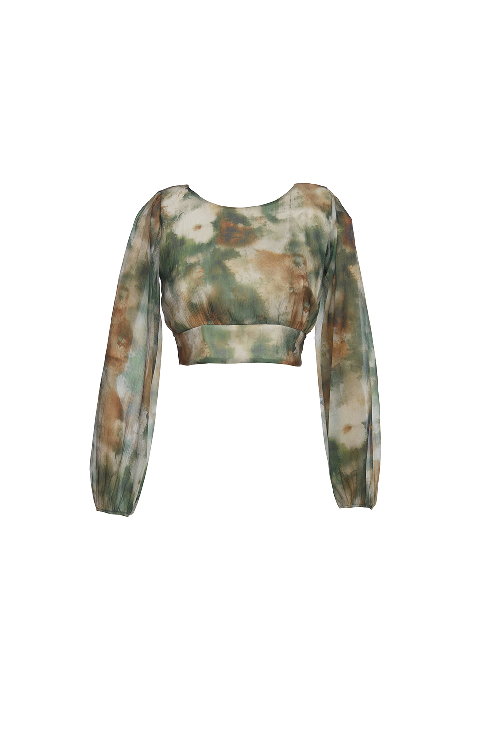 Áo croptop tay dài họa tiết tie dye