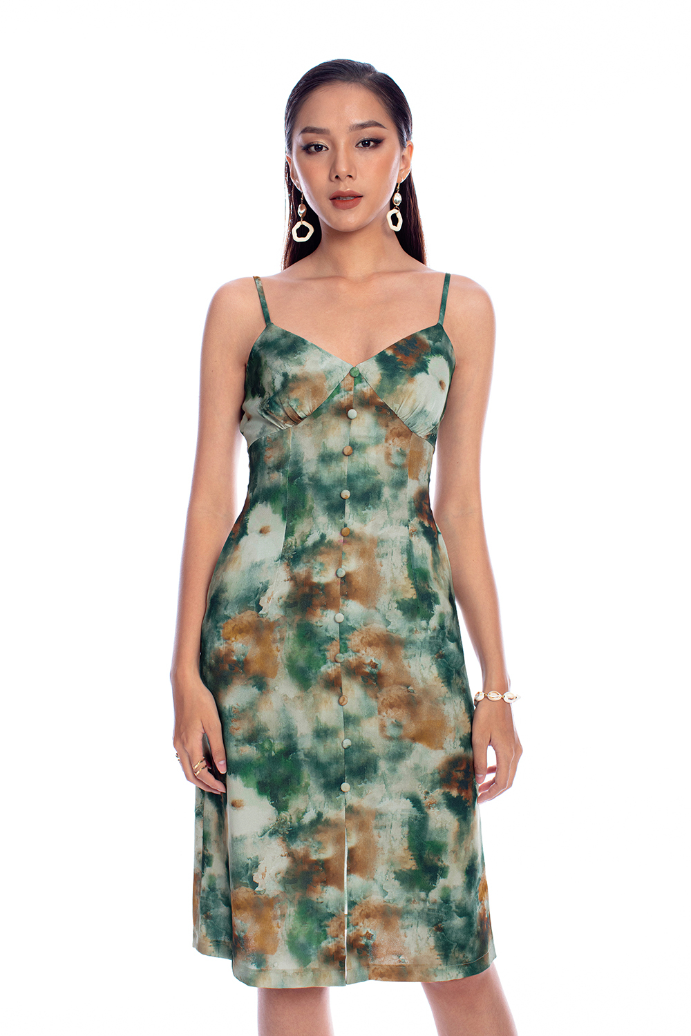 Đầm hai dây họa tiết tie dye