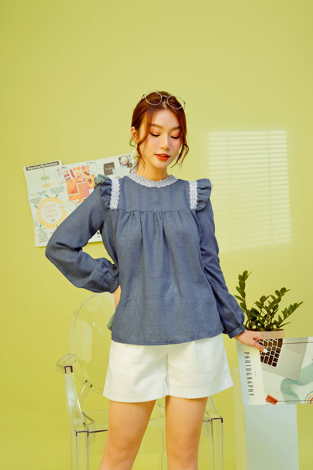 Áo kiểu form suông dài tay 