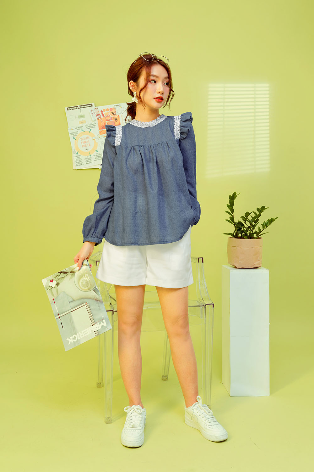 Áo kiểu form suông dài tay 