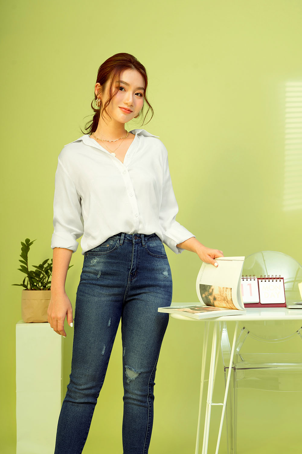 Quần jeans nữ skinny lưng cao 