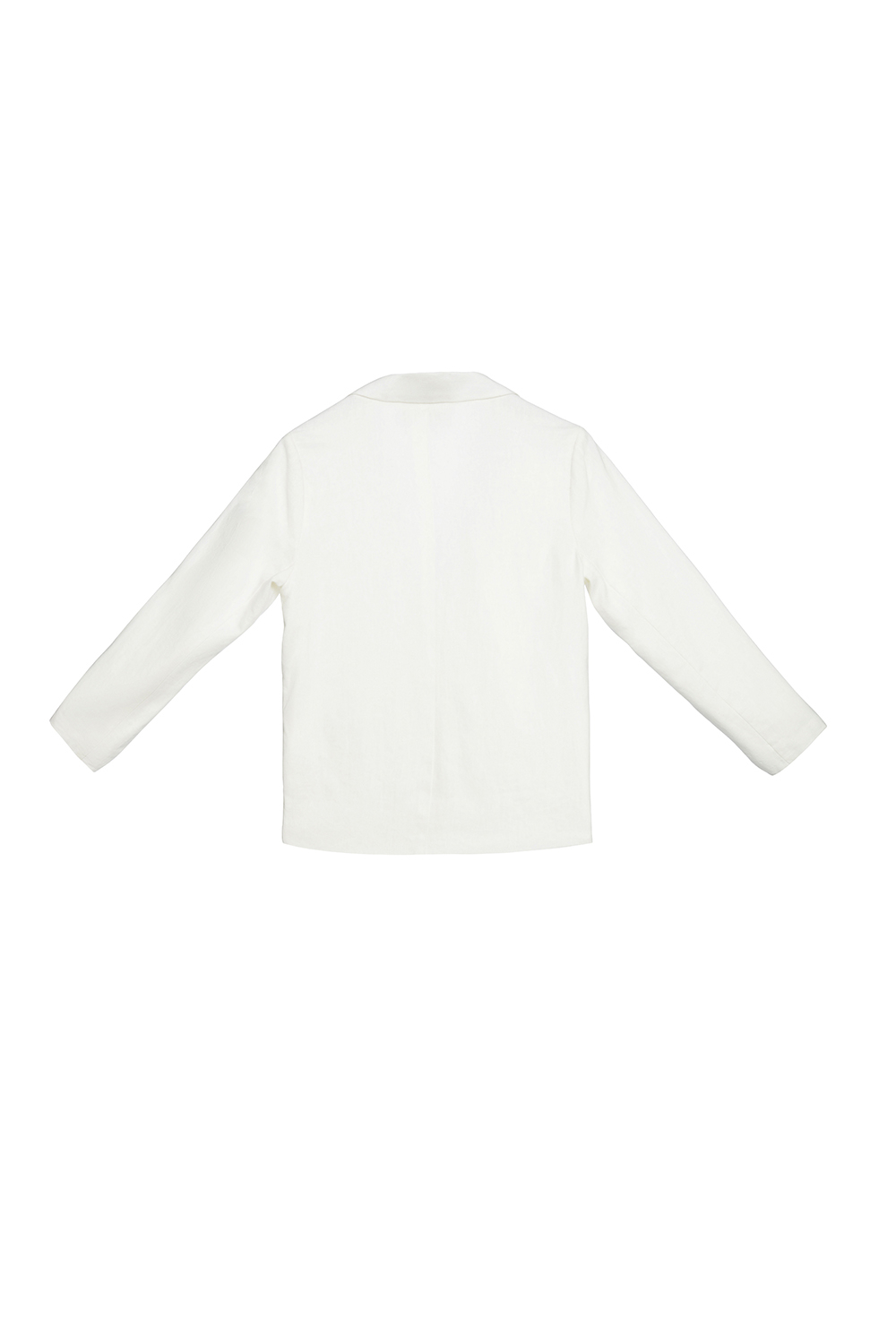 Áo blazer linen trắng tay dài phối túi 