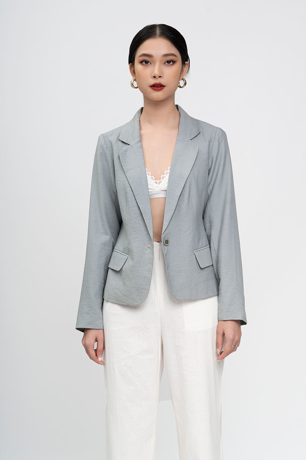Áo khoác blazer 2 lớp túi đắp 