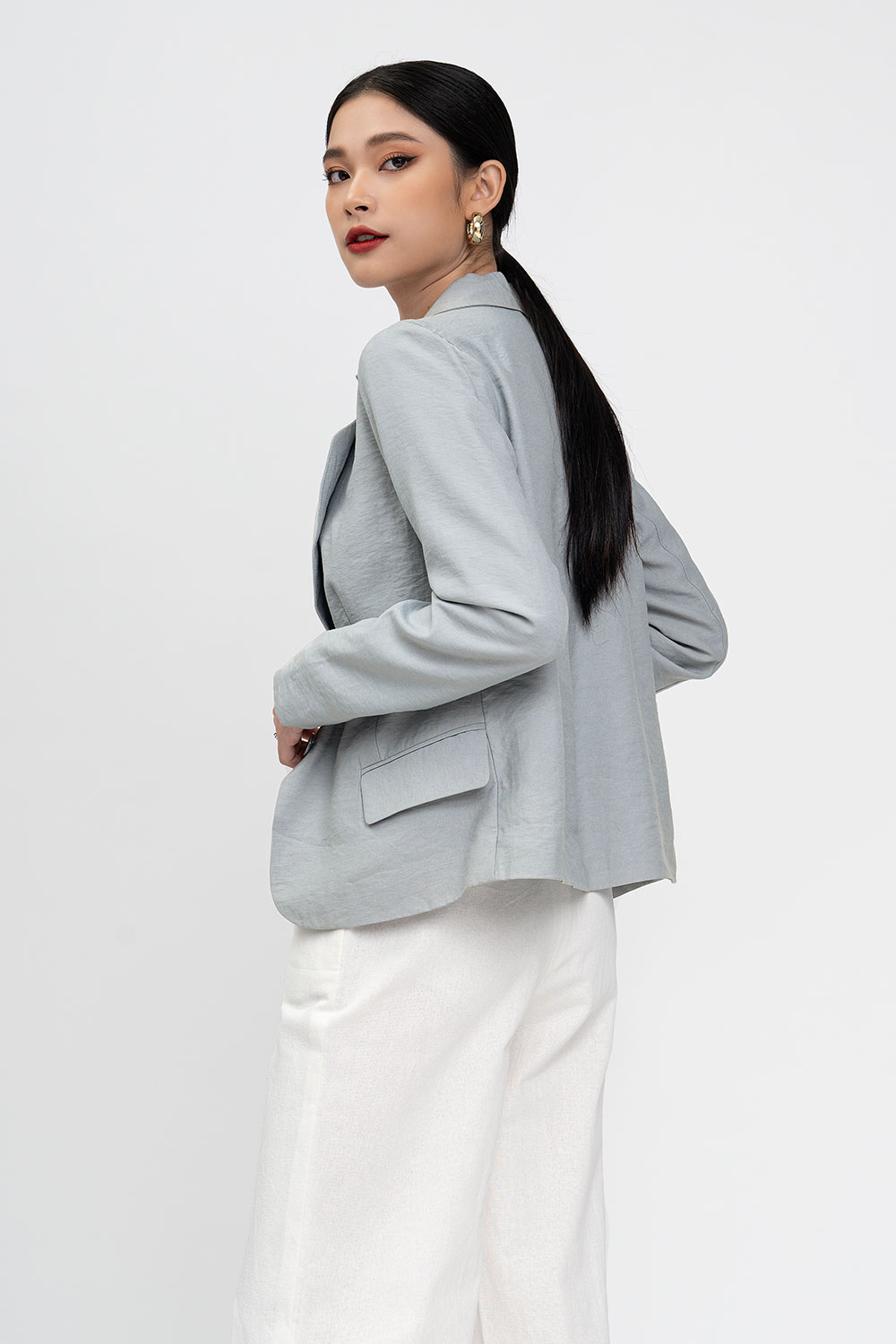 Áo khoác blazer 2 lớp túi đắp 