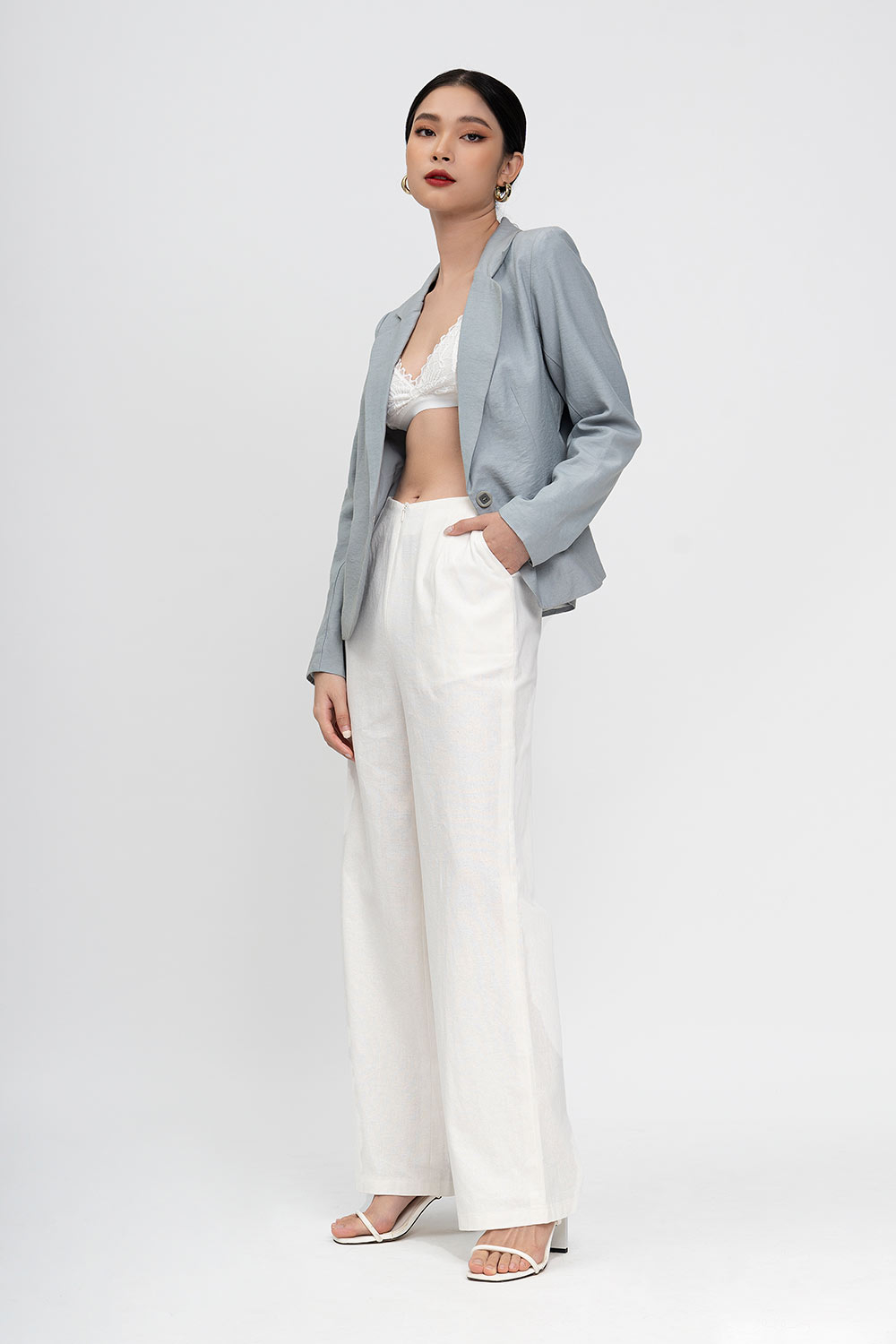 Áo khoác blazer 2 lớp túi đắp 