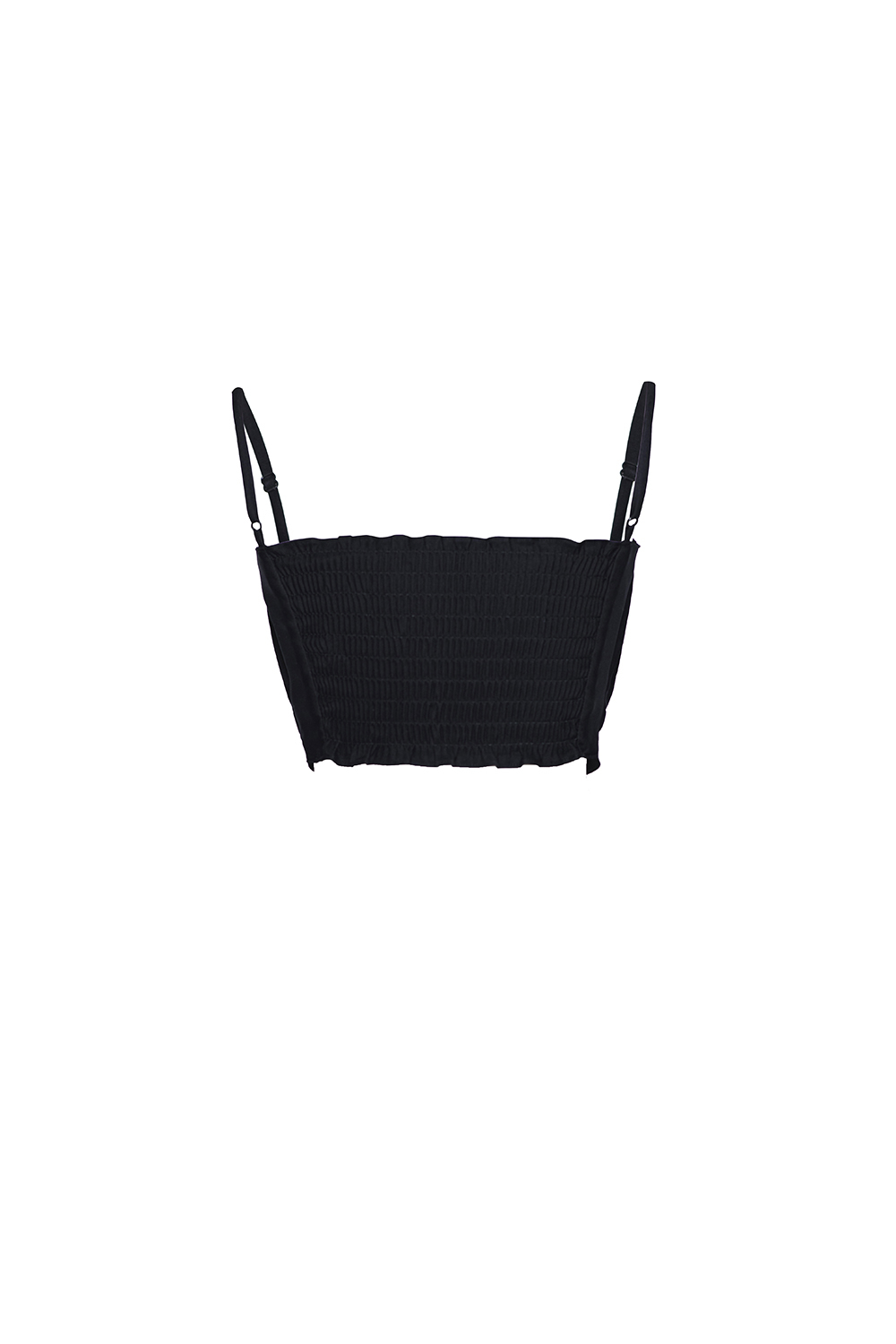 Áo croptop đen đính nút hai dây 