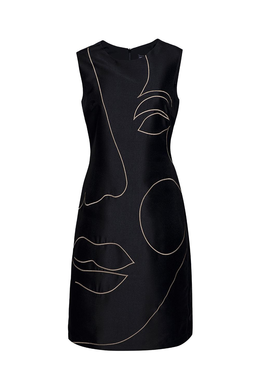 Đầm đen phối vàng dáng suông 