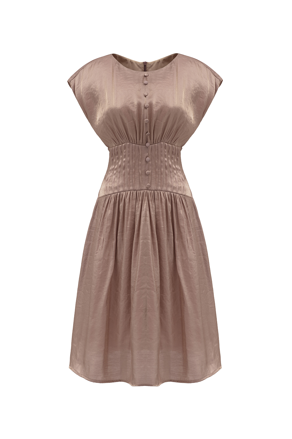 Đầm xòe nhấn eo phối nút