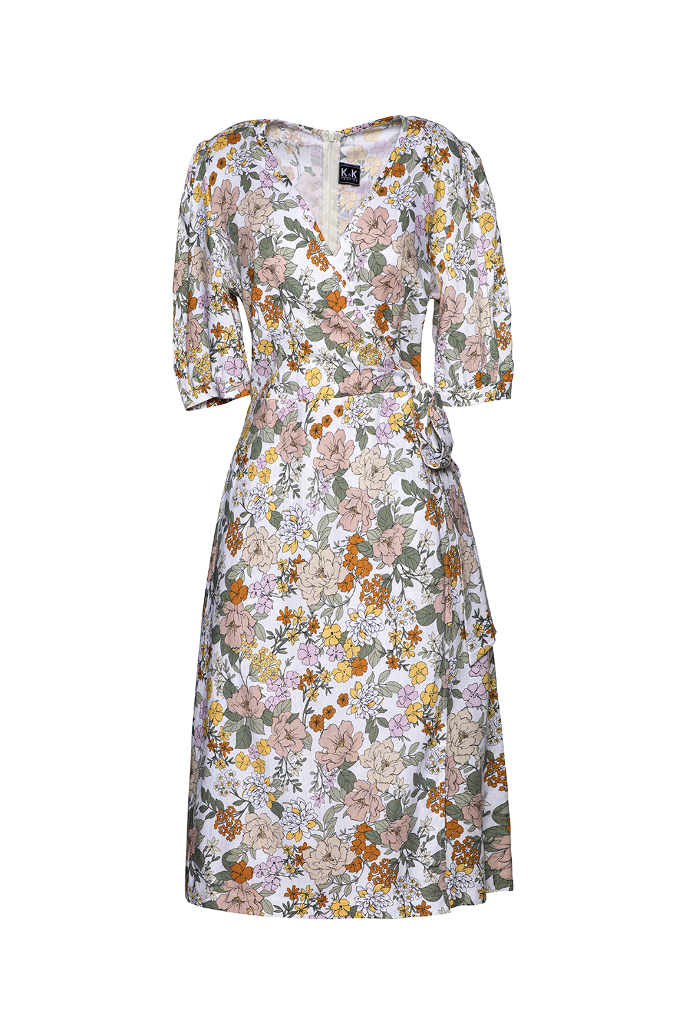 Đầm wrap dress hoa nhí eo phối nơ 