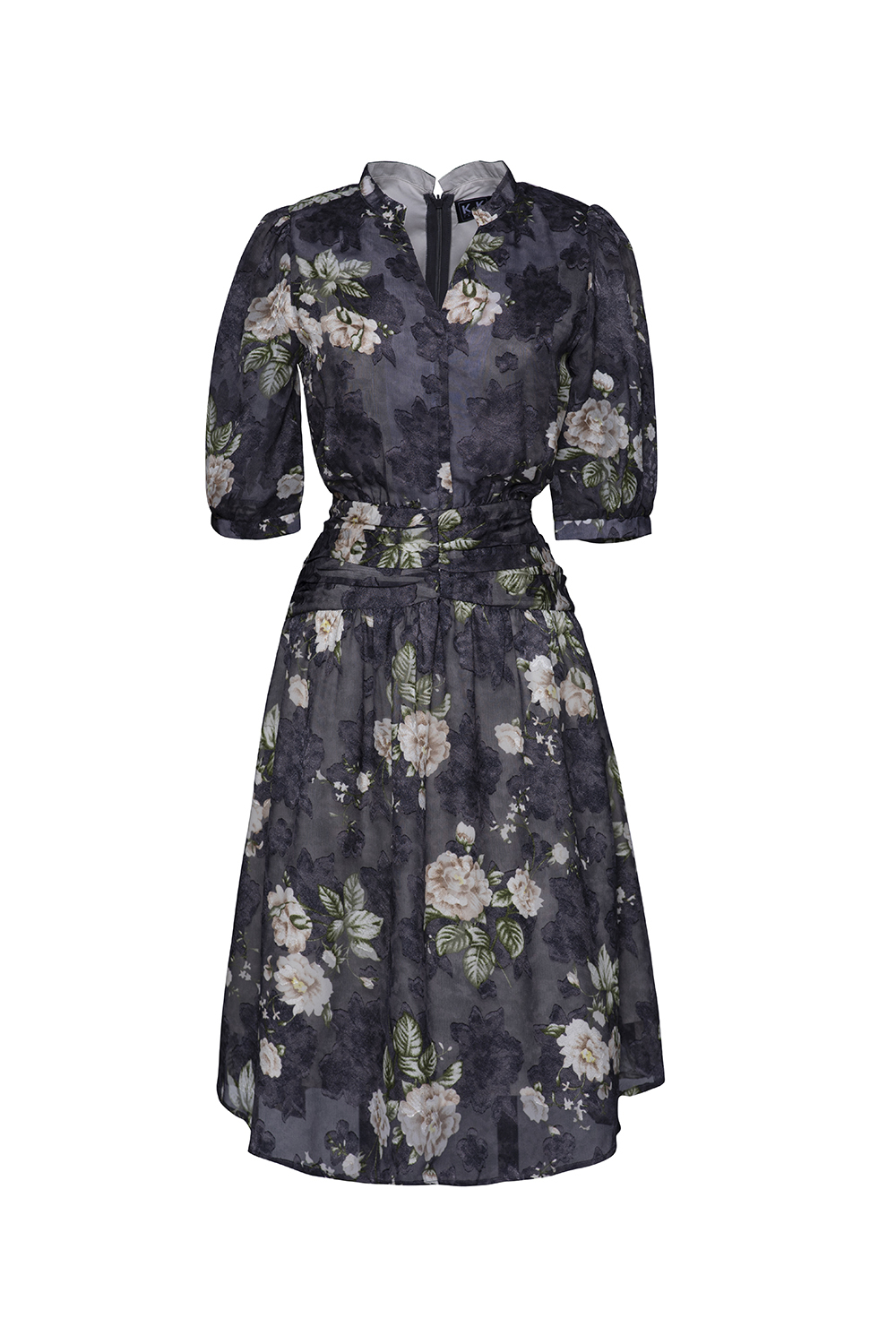 Đầm xòe tay lỡ họa tiết hoa 