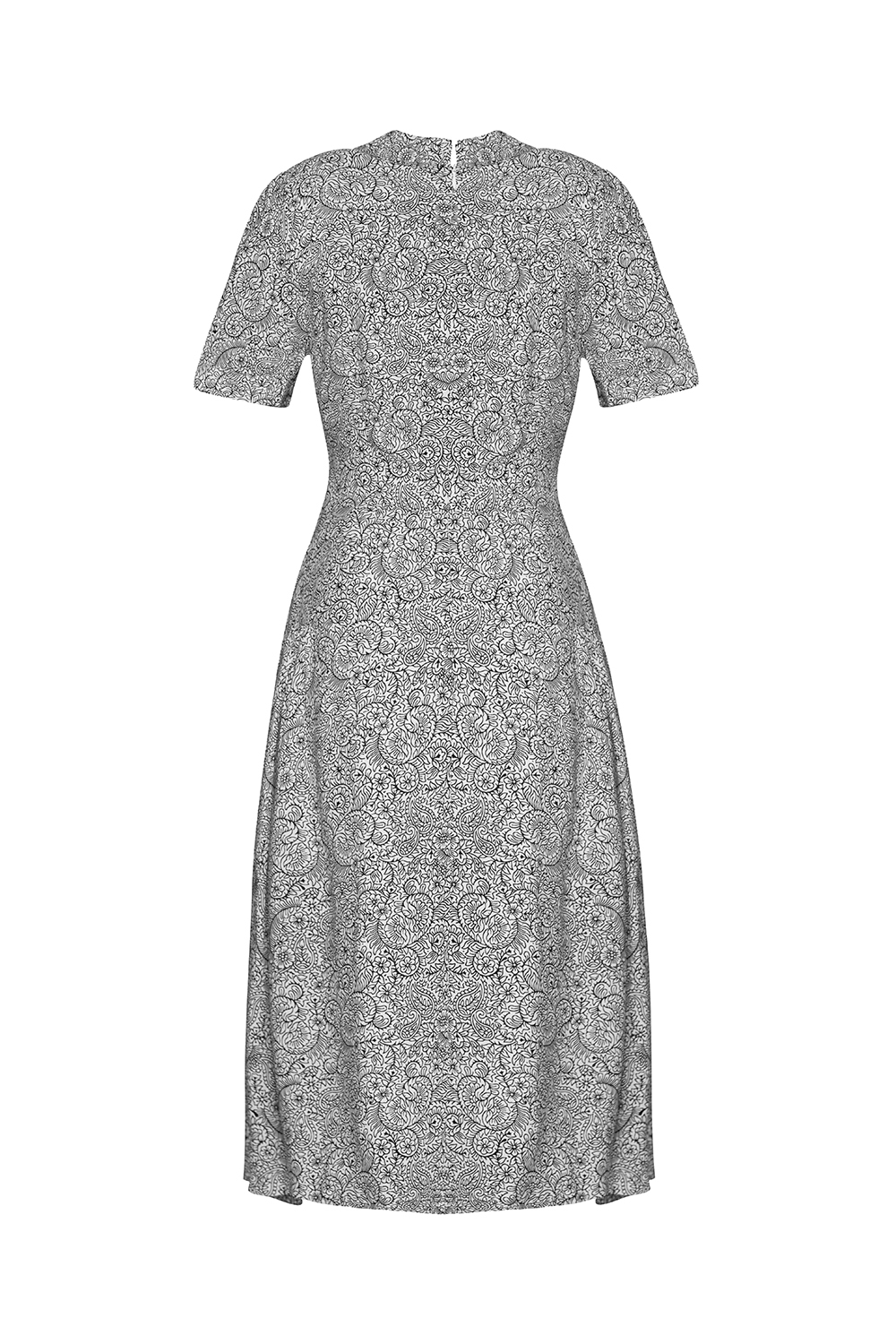 Đầm hoa form chữ A cổ sơ mi phối nút 