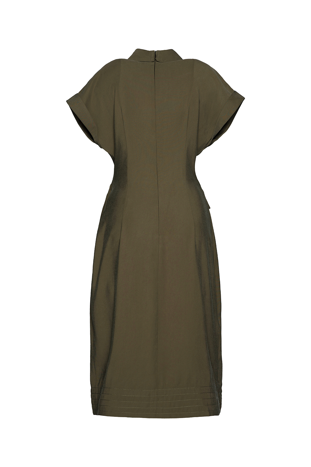 Đầm chữ A đắp chéo đính nút nhấn eo 