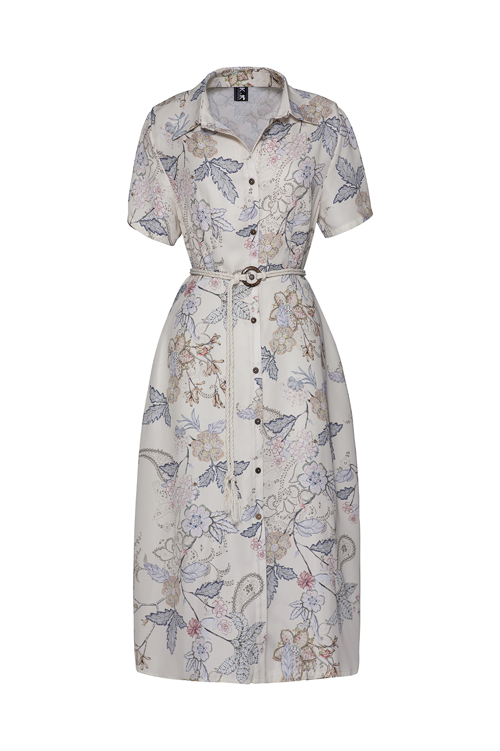 Đầm midi họa tiết hoa kèm thắt eo 