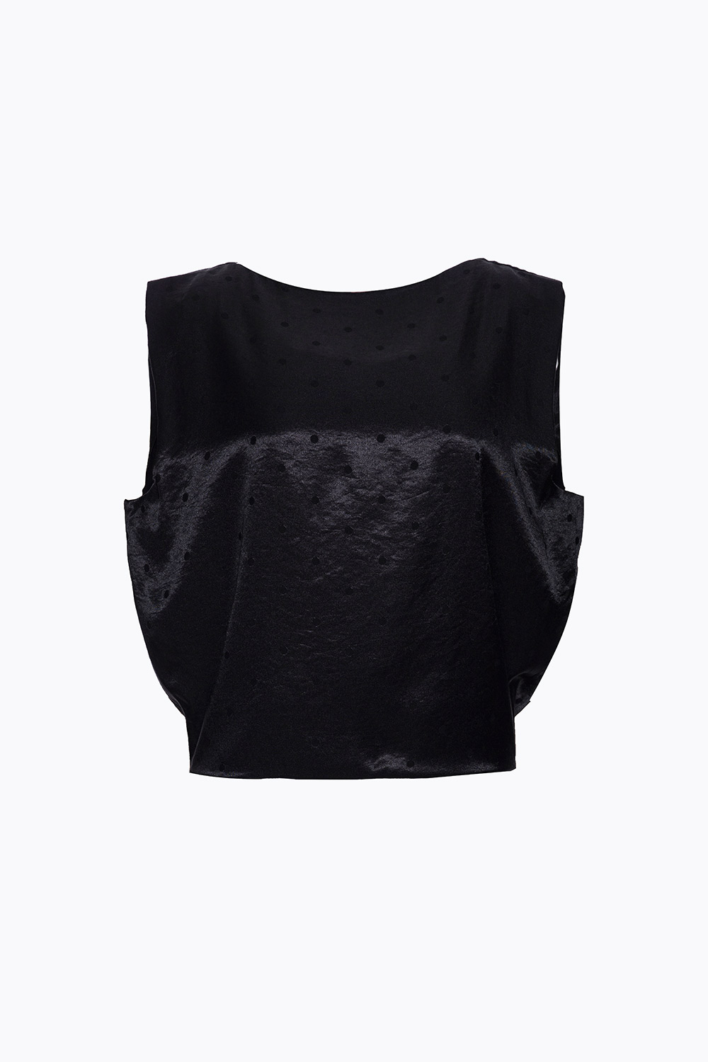 Áo kiểu vải lụa không tay màu đen