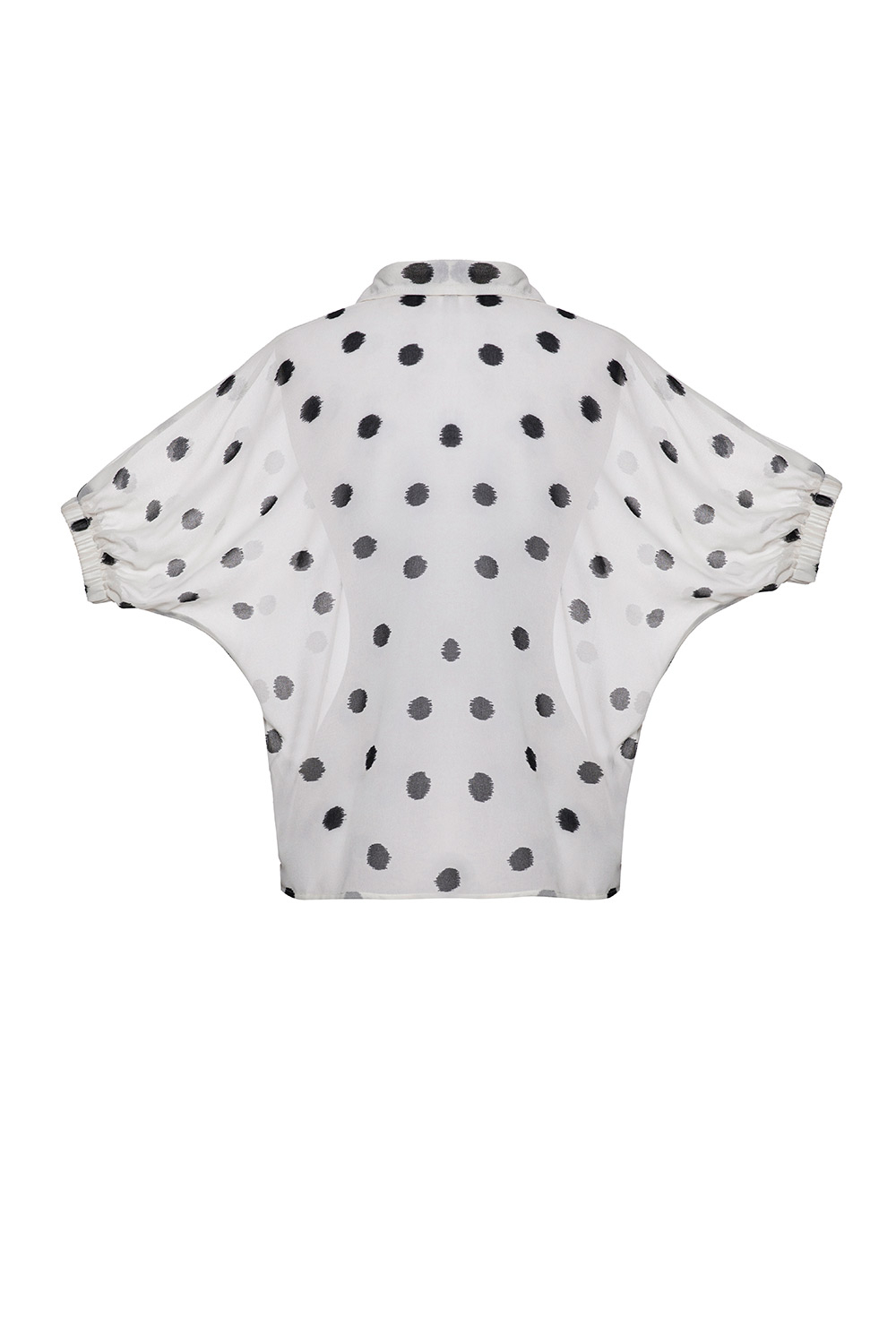 Áo sơ mi trắng chấm bi đen