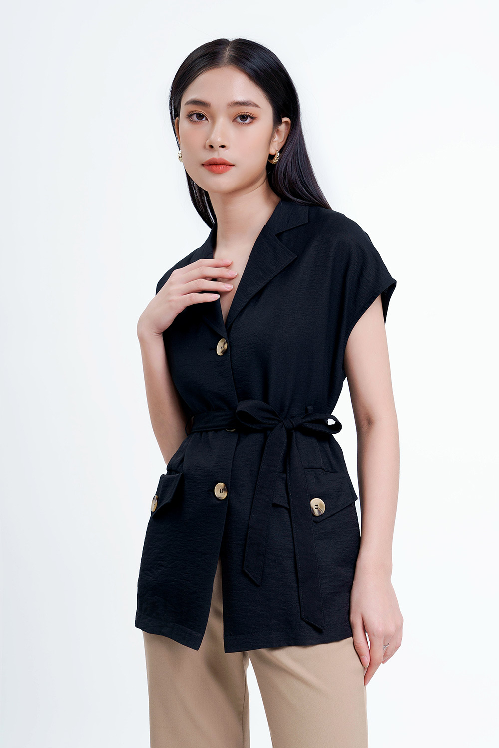 Áo sơ mi tay liền cổ danton 