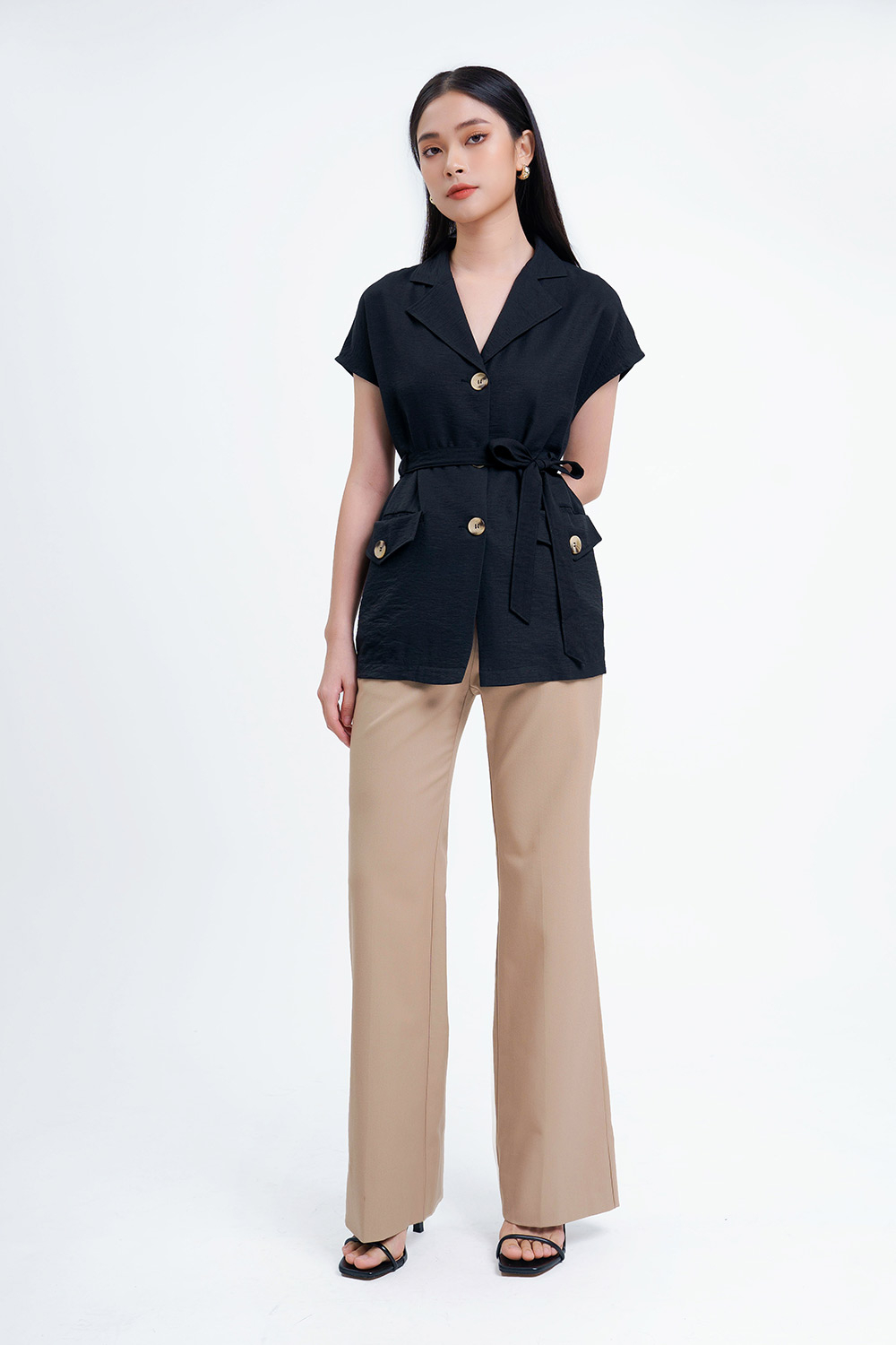 Áo sơ mi tay liền cổ danton 