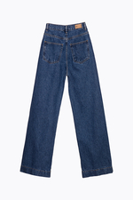 Quần jeans ống suông màu xanh đậm 