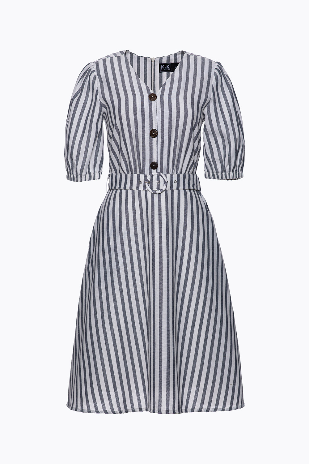 Đầm chữ A kẻ sọc kèm thắt lưng 