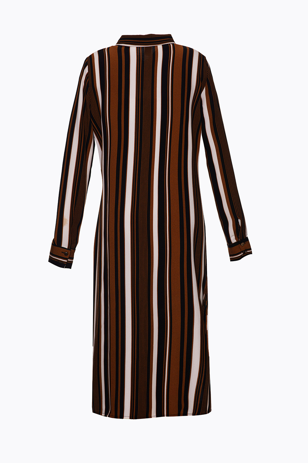 Đầm kẻ dáng suông vạt đắp chéo xẻ tà 