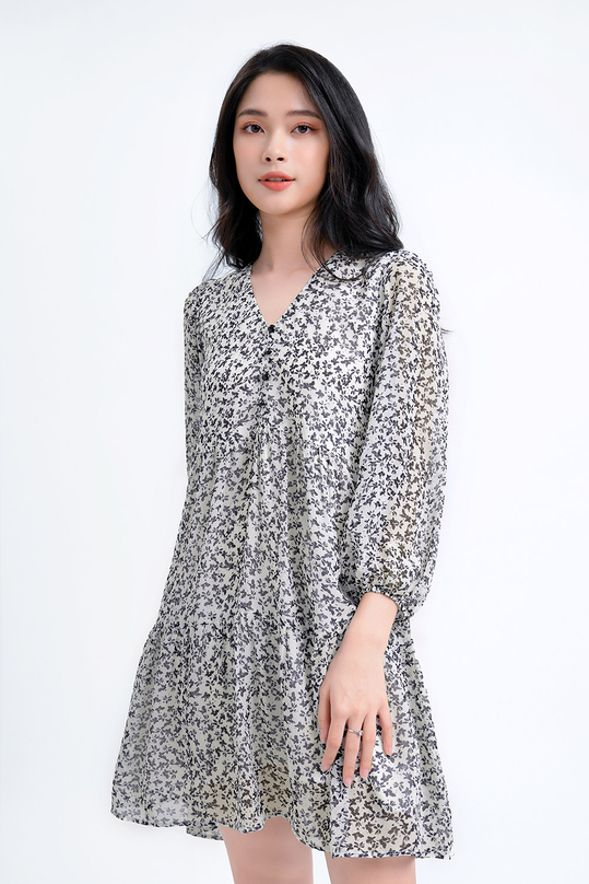 Đầm babydoll họa tiết hoa nhí Kk106-38
