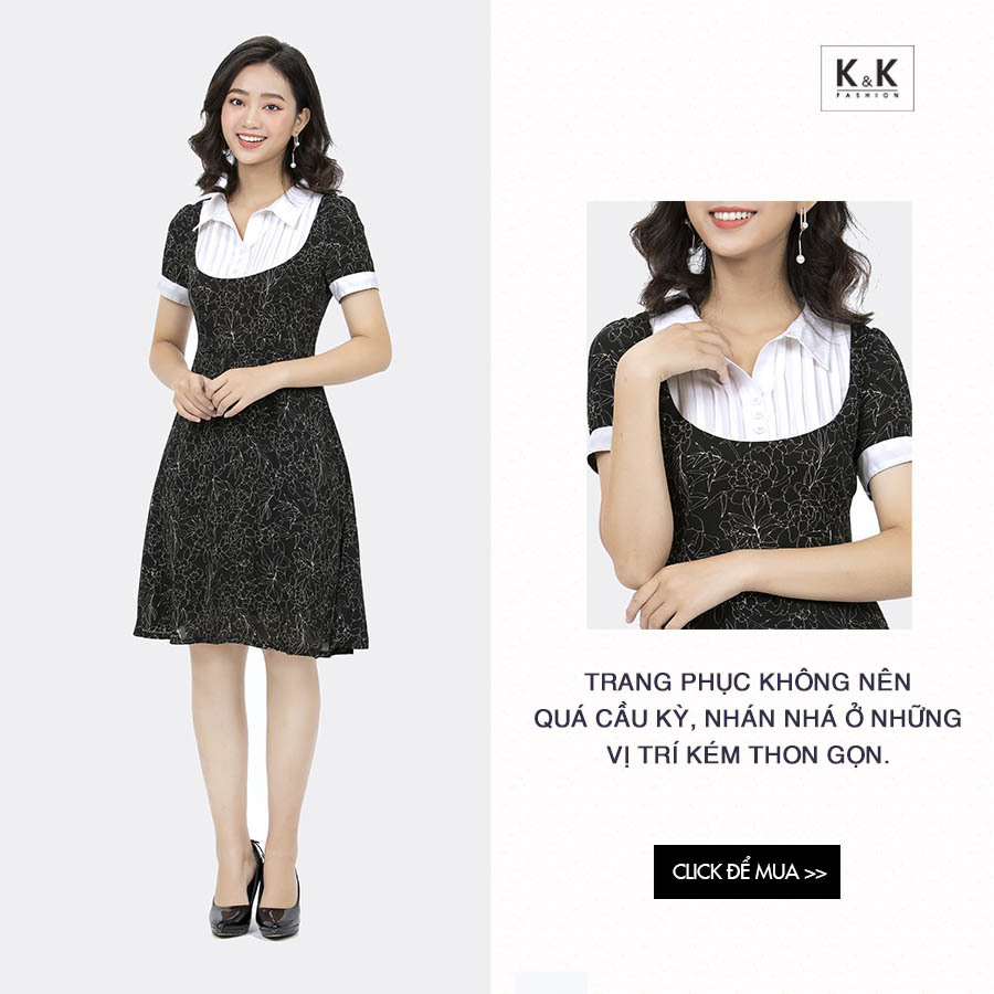 Đầm chữ A cổ sơ mi KK89-40