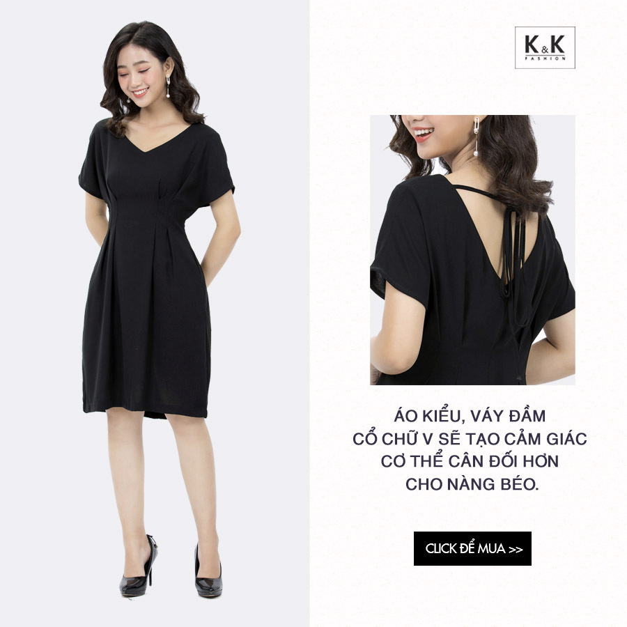 Đầm xòe xếp ly cổ chữ V KK89-25