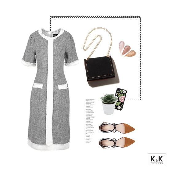 Đầm chữ A phối viền trắng KK93-05