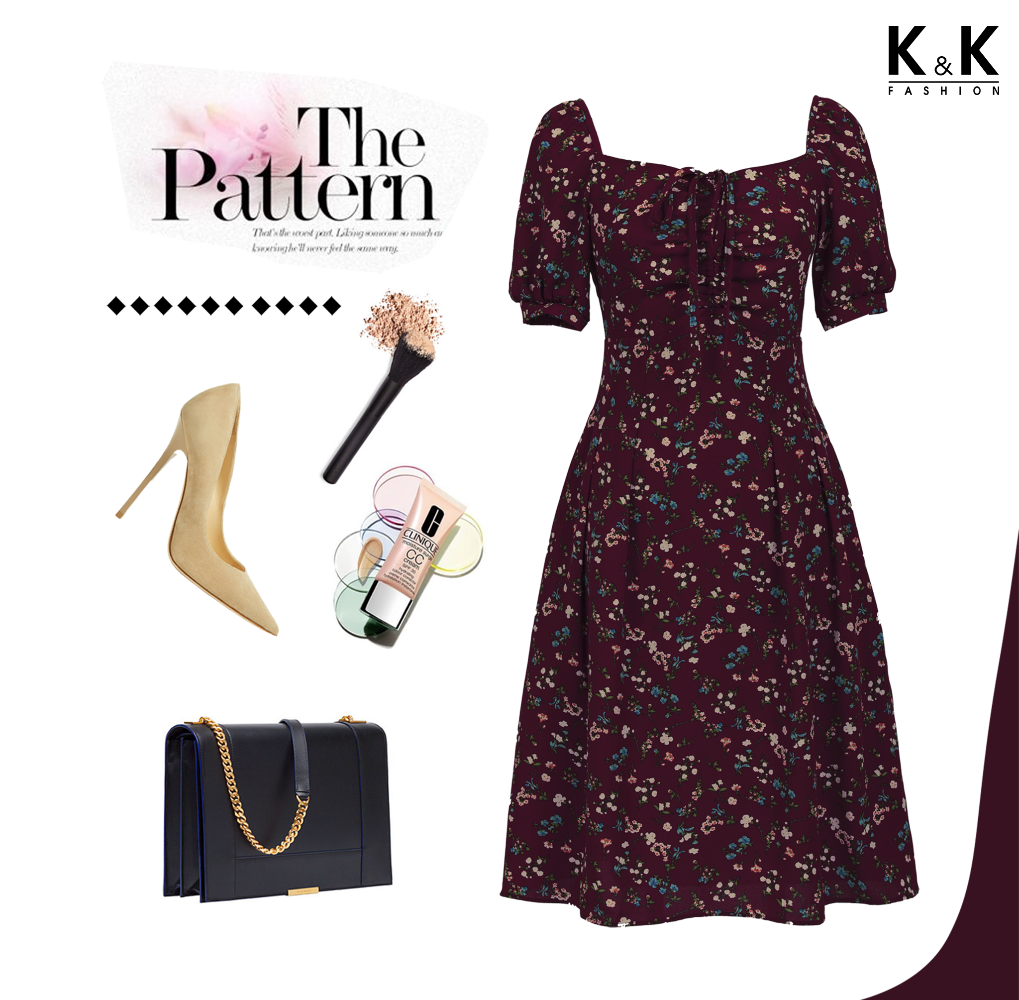 Đầm xòe họa tiết hoa KK84-08