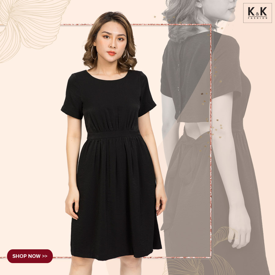 Đầm xòe hở lưng phối nơ HL09-18