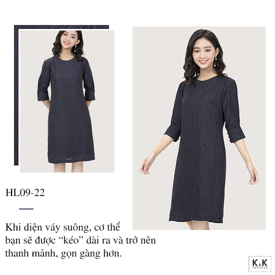 Đầm phi lụa suông tay lửng HL09-22