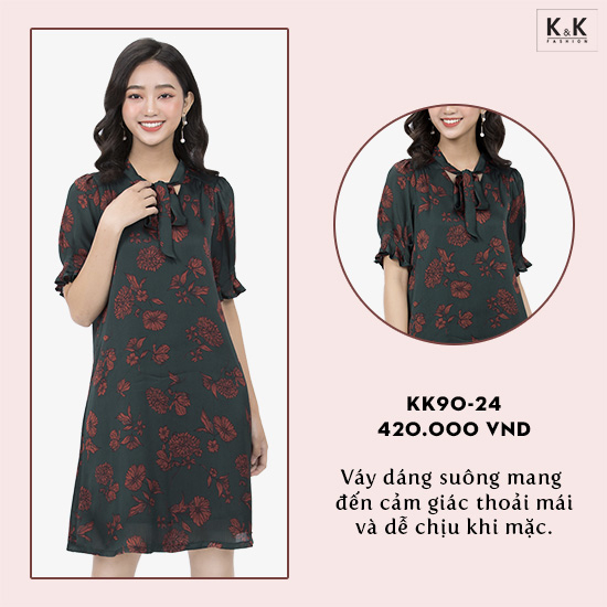 Đầm hoa thắt nơ KK90-24