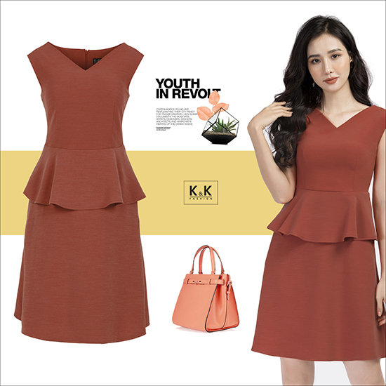 Đầm peplum dáng xòe sát nách KK85-17